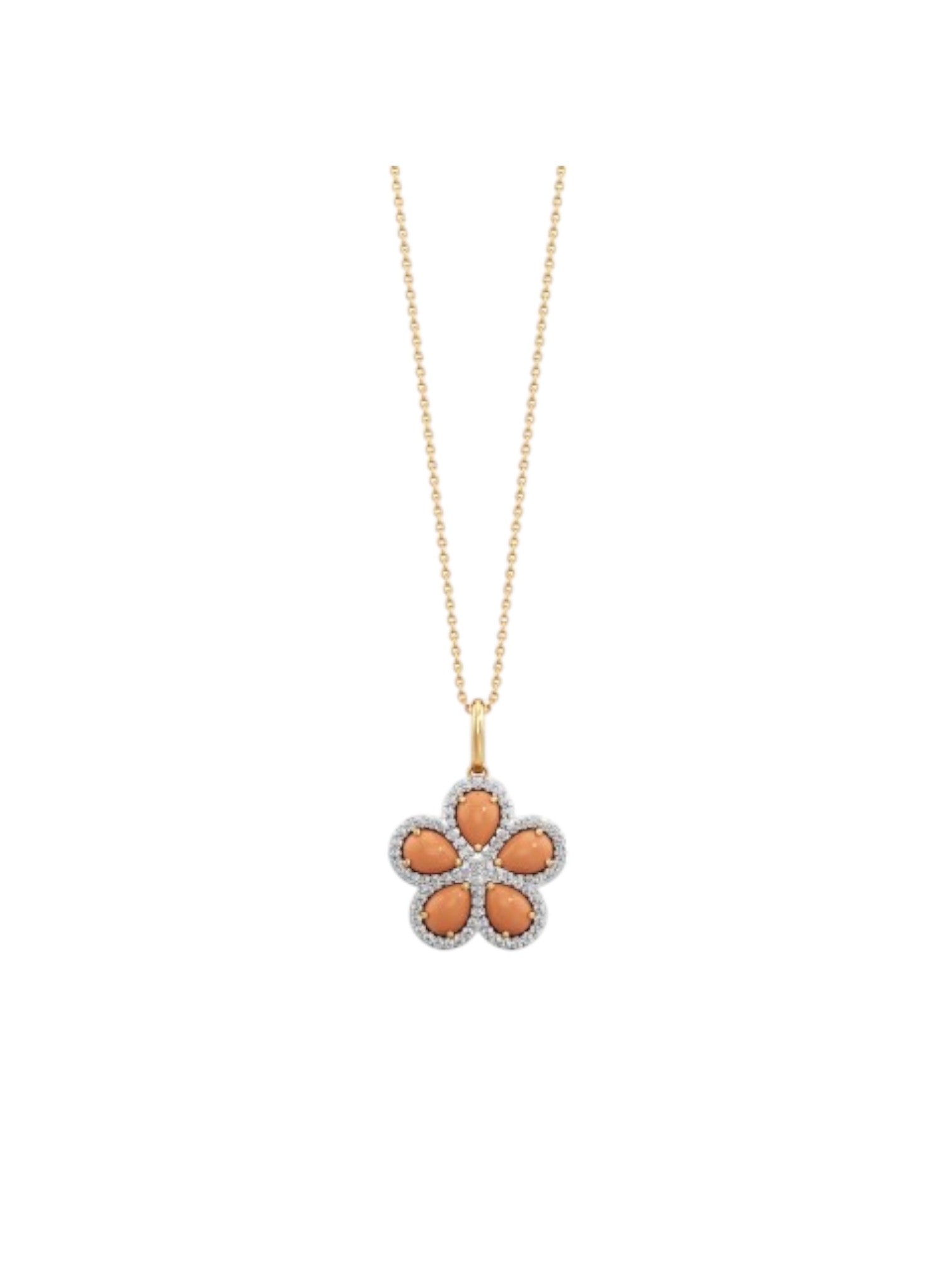 Trendy Flower Design 925 Sterling Silver CZ Stones Gold Plated Pendant With Chain For Women By Kesardeep